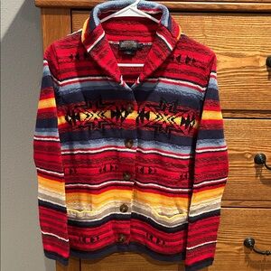 Pendleton Red and Blue Patterned Cardigan